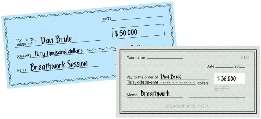 Payment cheques for breathwork sessions